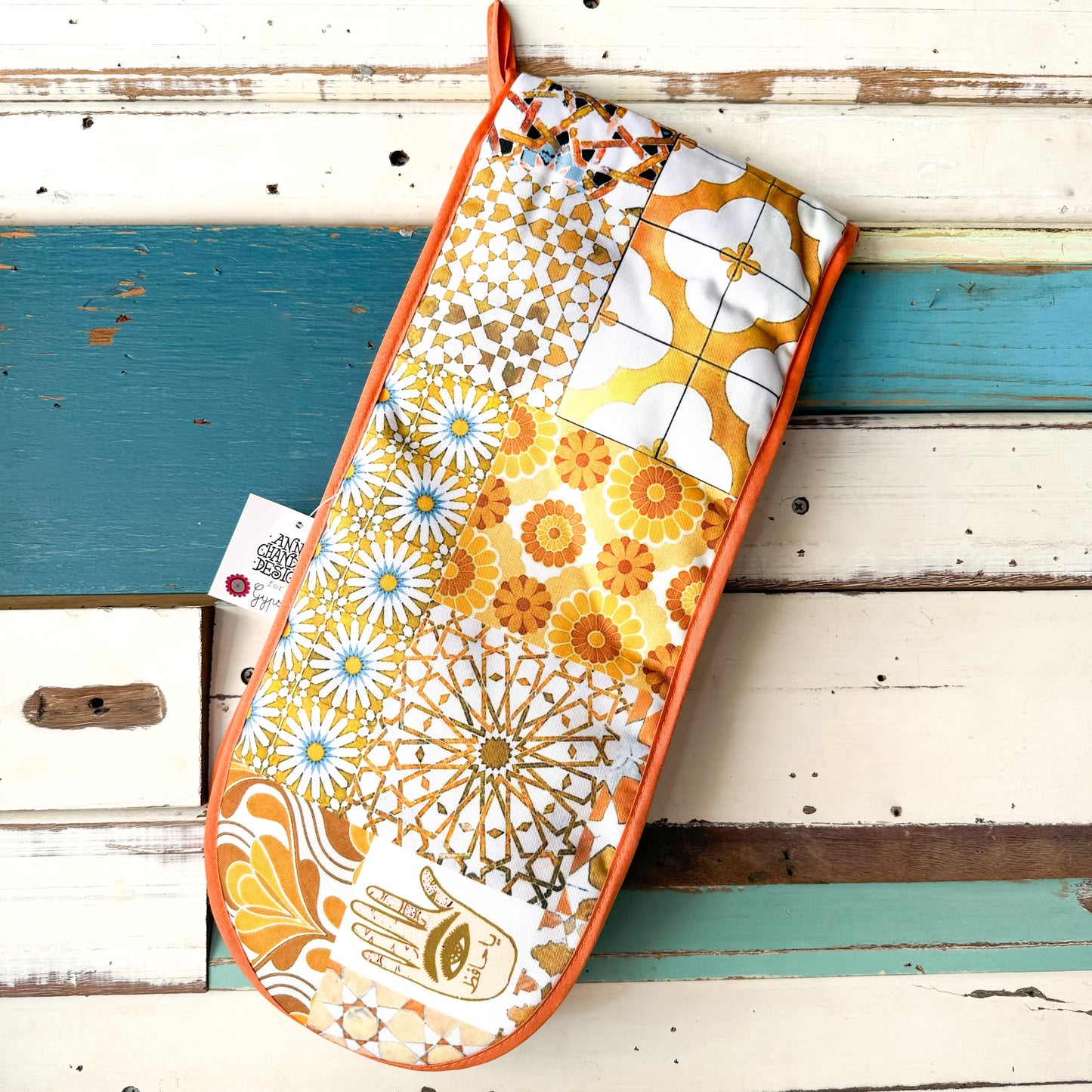 ANNA CHANDLER Double Oven Mit - Kasbah YELLOW & ORANGE PATTERNS