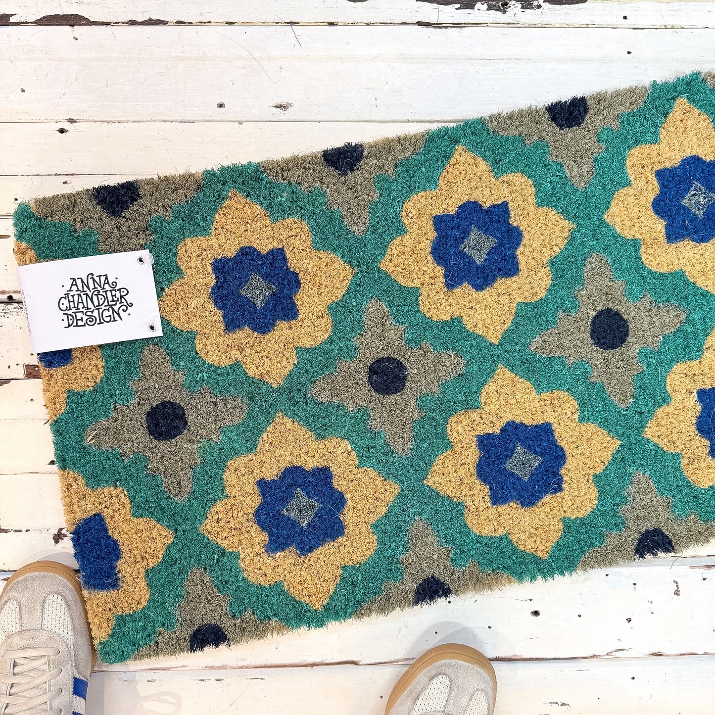 Decorative doormat with floral pattern Anna Chandler Design - Florentine Long Doormat
