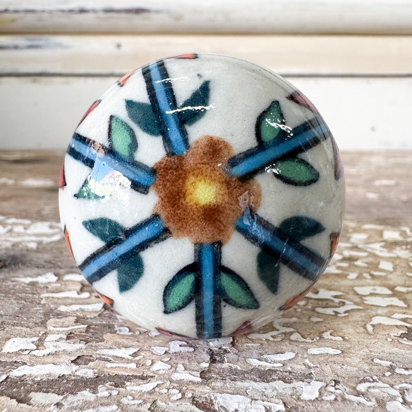Flower Stem Ceramic Doorknob