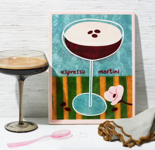 Jones and Co Espresso martini artwork on capiz shell glossy tile