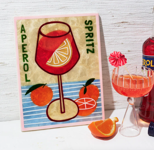 Jones and Co APEROL SPRITZ COCKTAIL ARTWORK ON SHINY CAPIZ SHELL