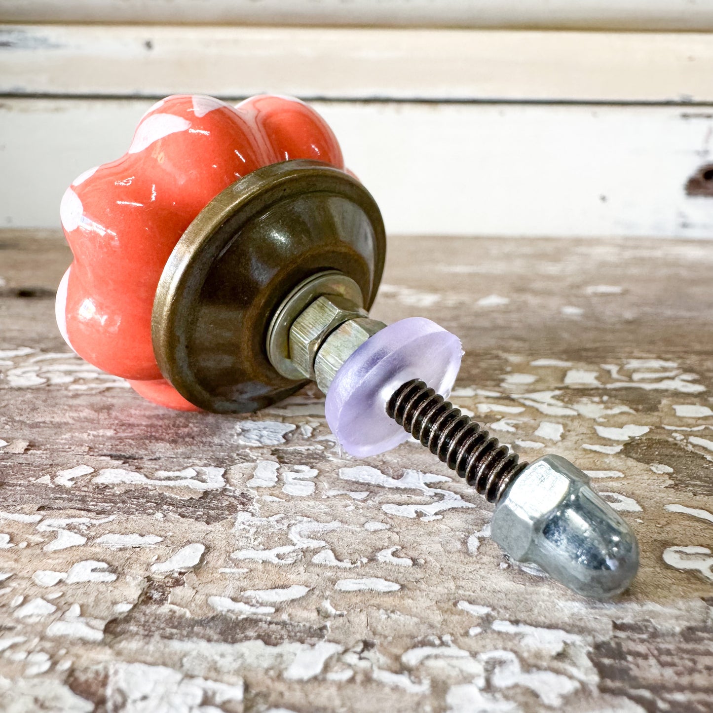 Orange Leaf Ceramic Doorknob