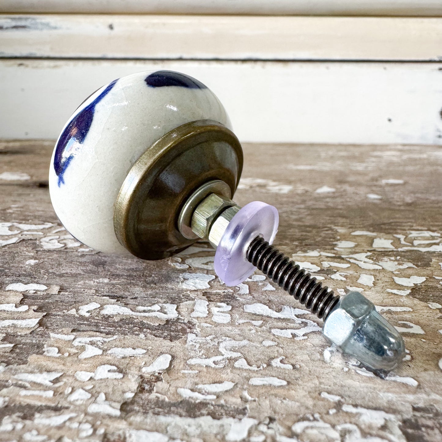 Plum Flower Ceramic Doorknob