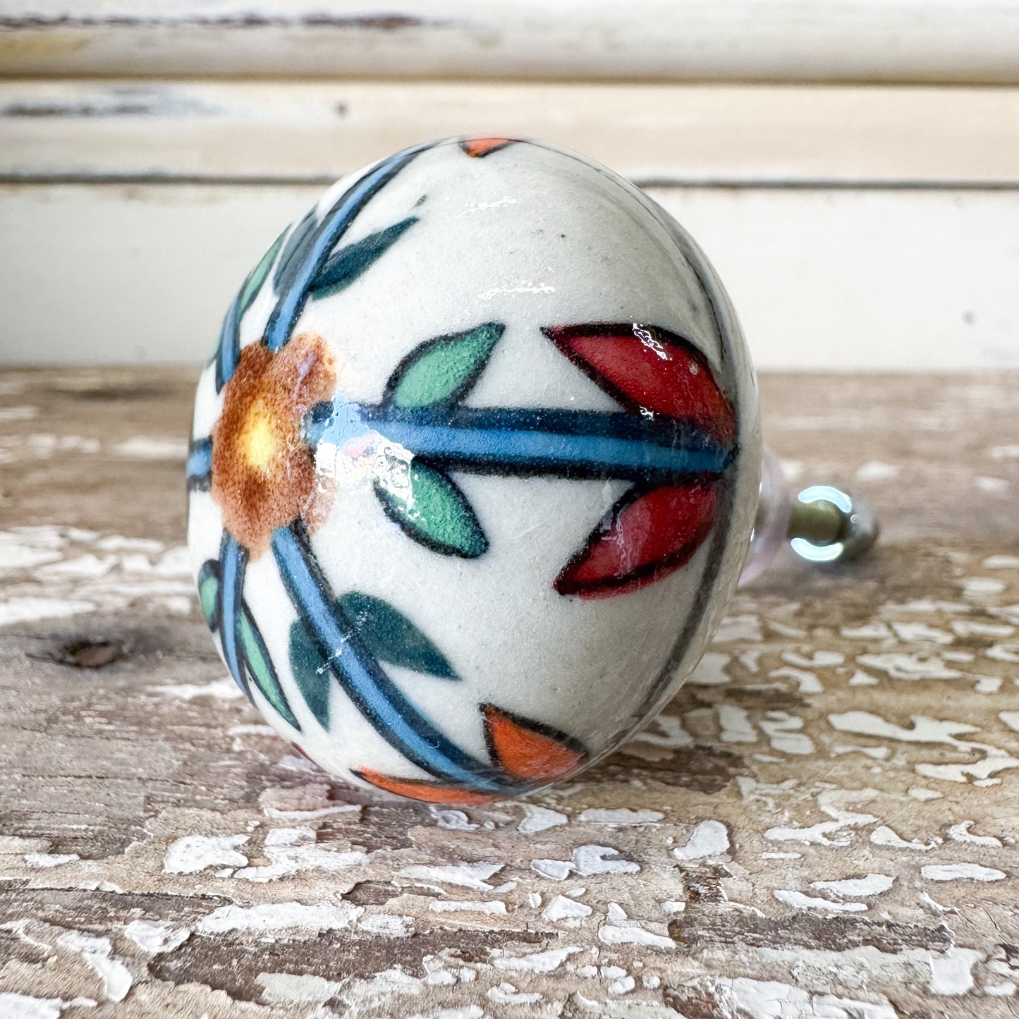 Flower Stem Ceramic Doorknob