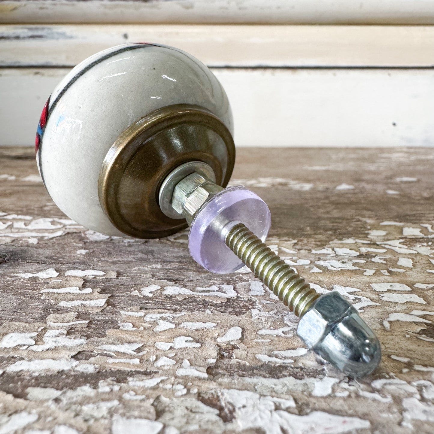Flower Stem Ceramic Doorknob