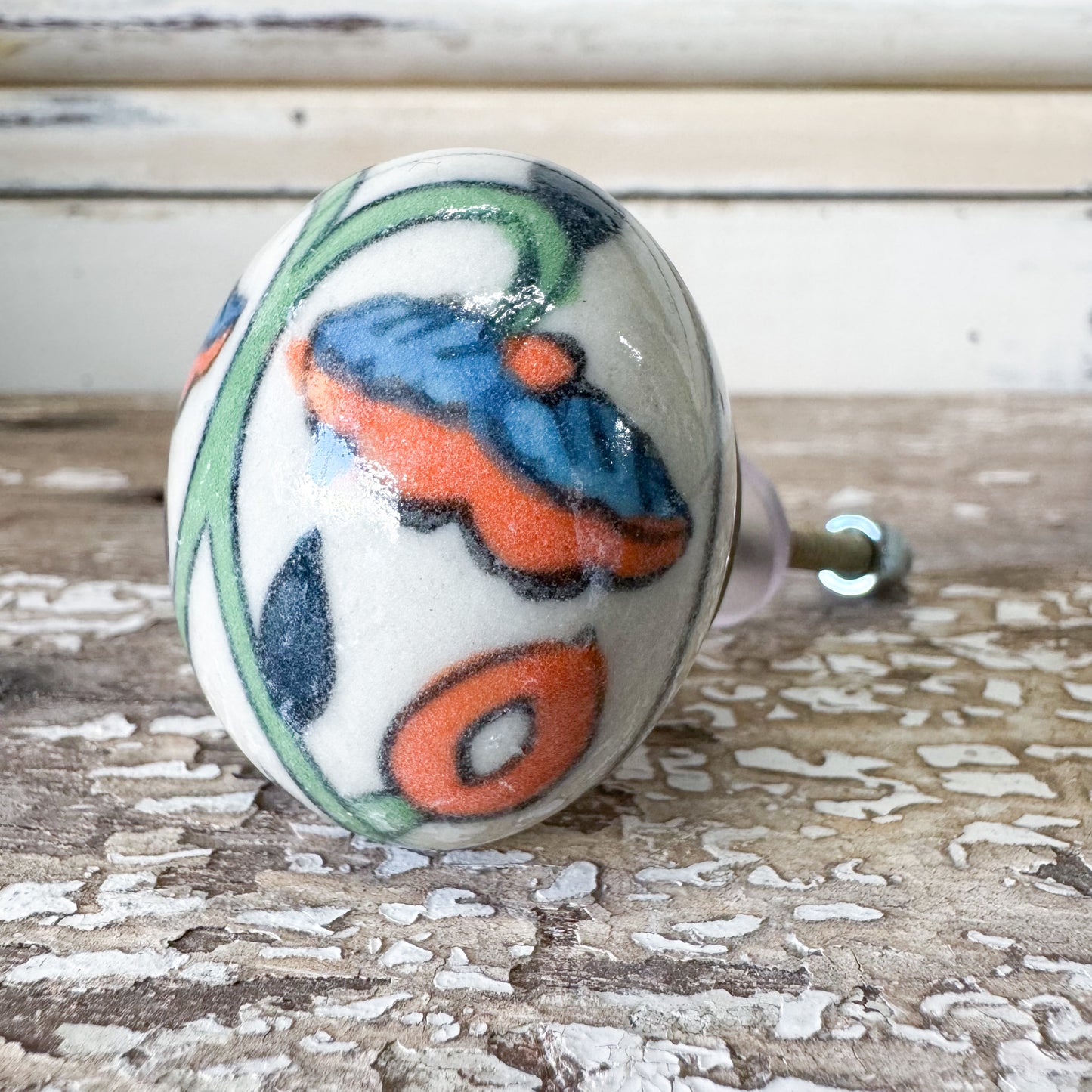 Double Flower Ceramic Doorknob