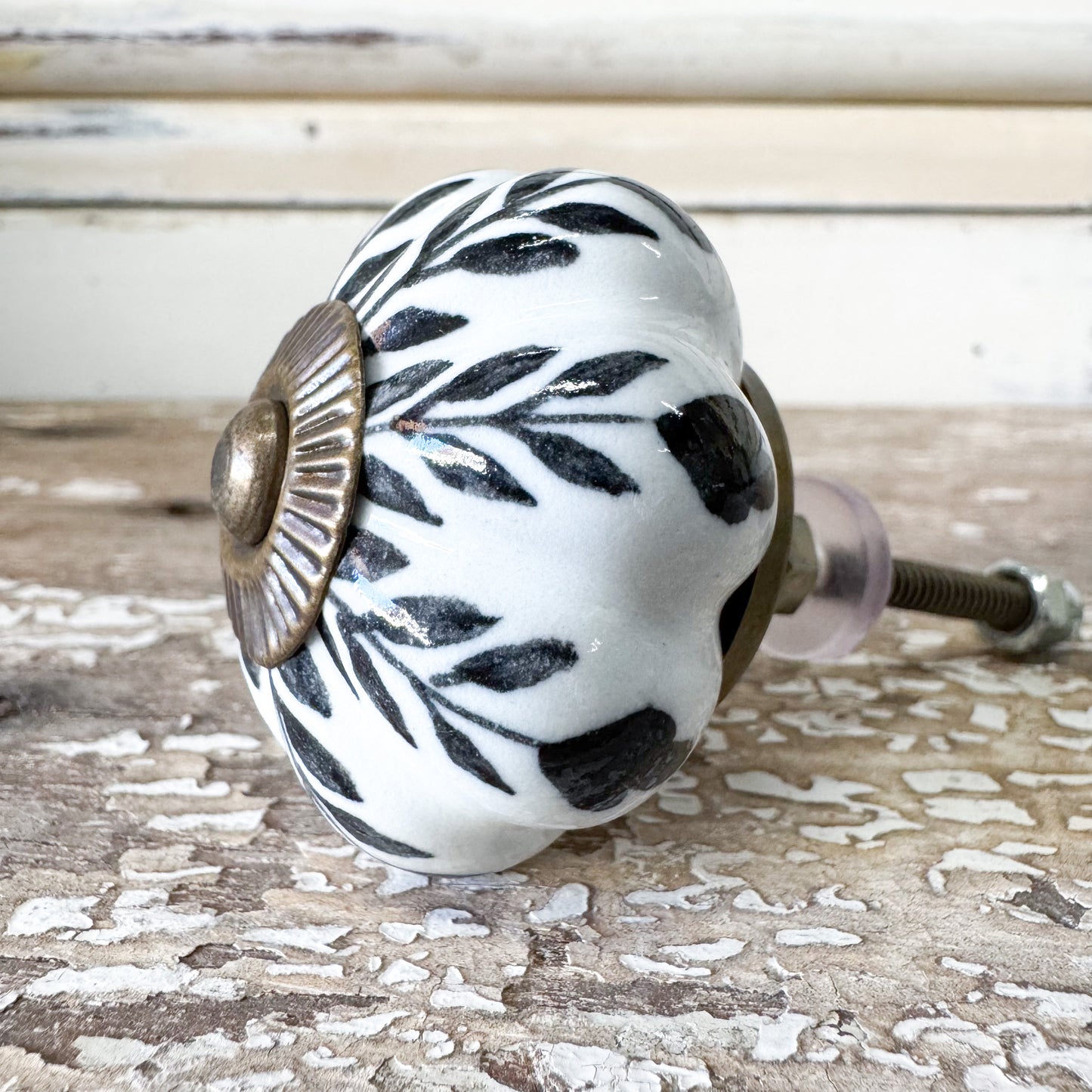 Black & White Ceramic Doorknob
