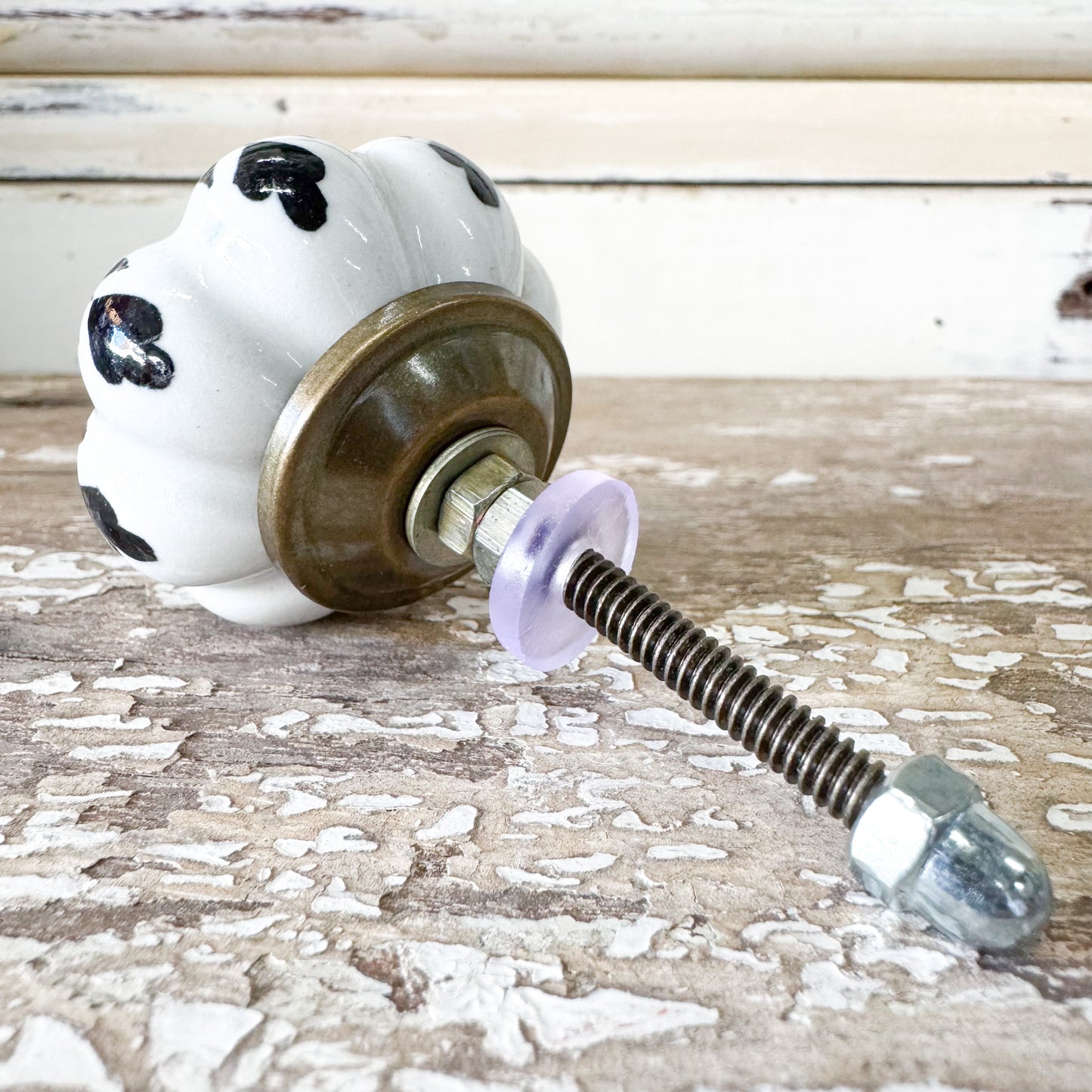 Black & White Ceramic Doorknob