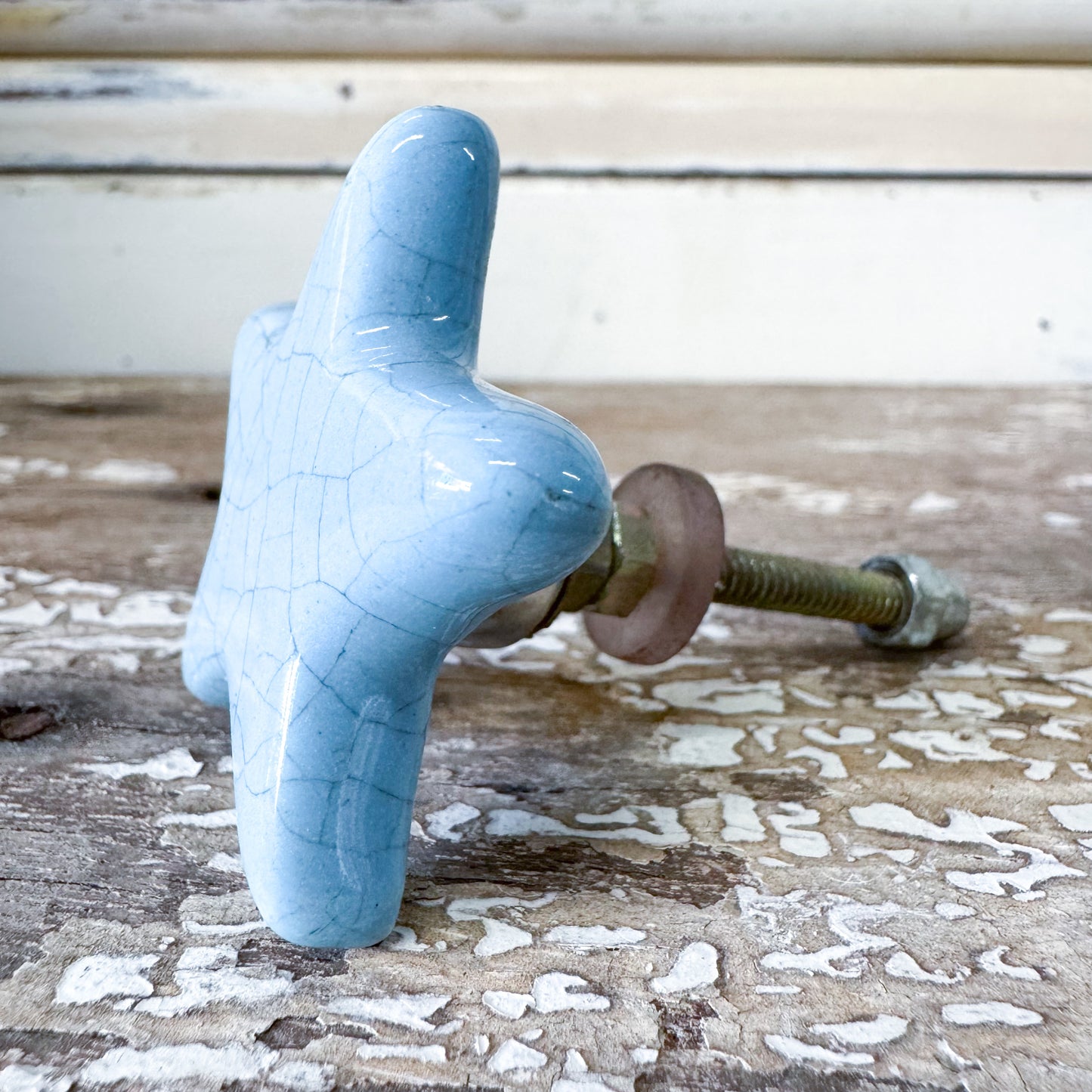 Blue Star Ceramic Doorknob
