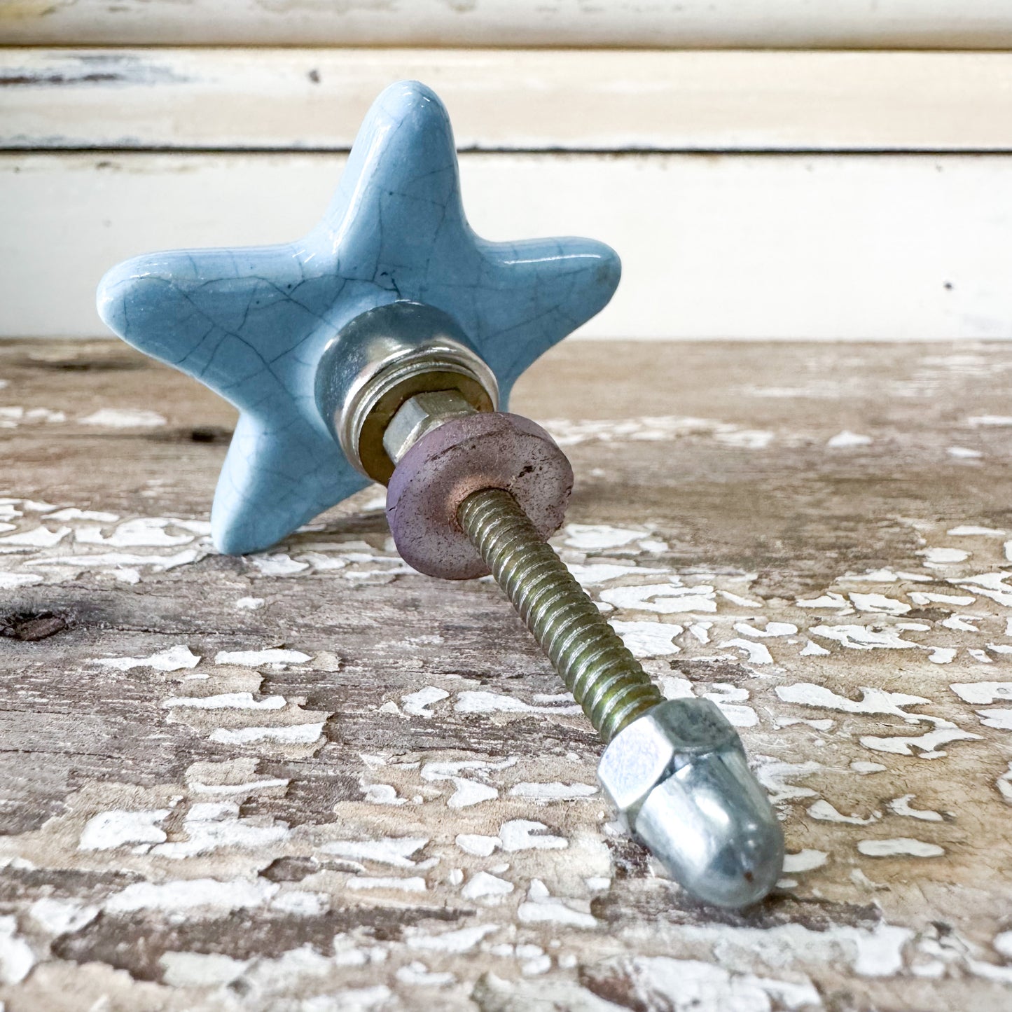 Blue Star Ceramic Doorknob