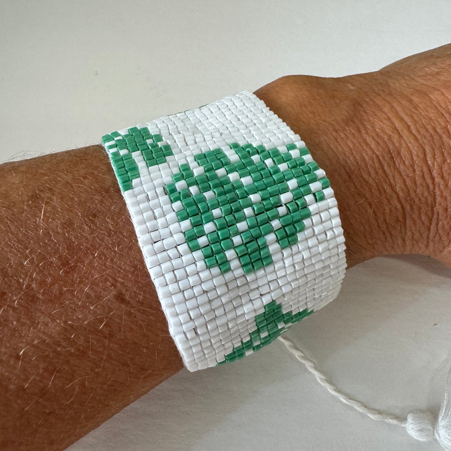 Woven Leaf Bracelet - White