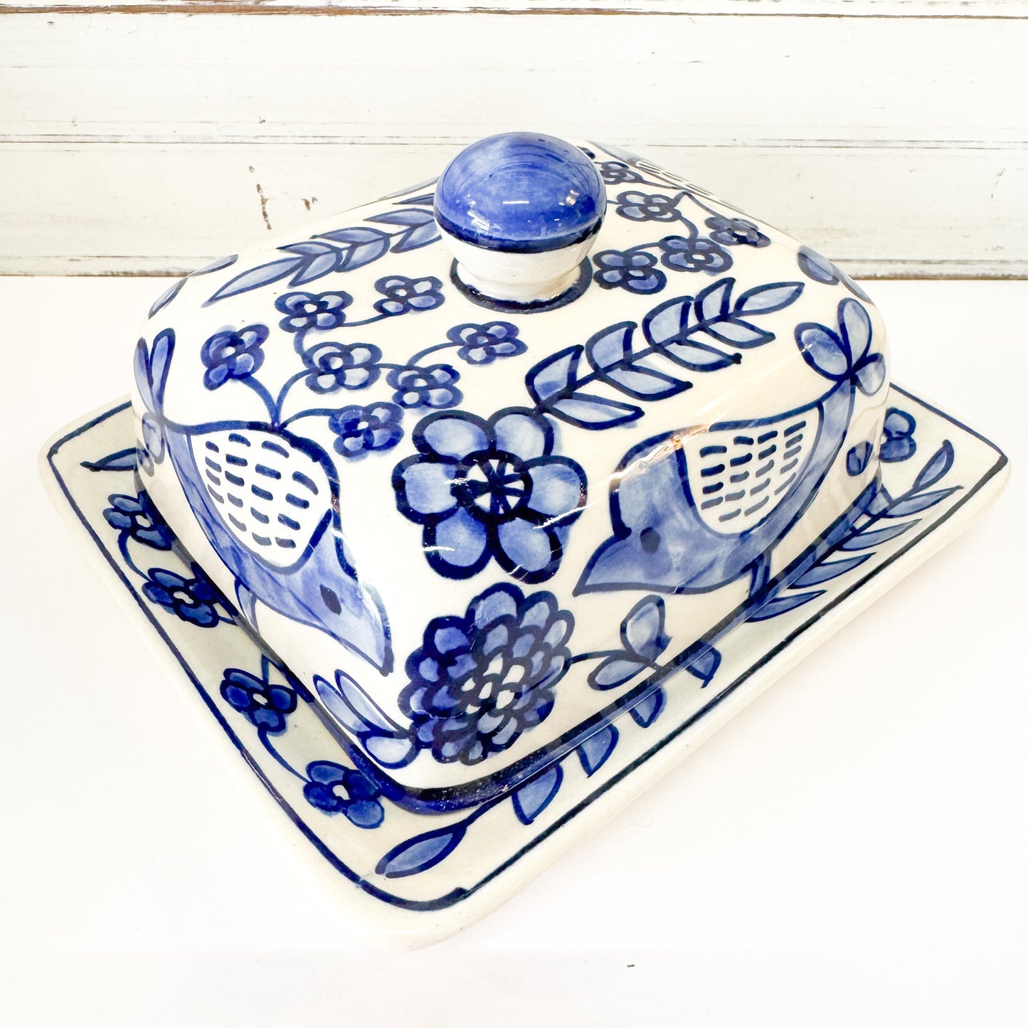 Blue Bird Butter Dish