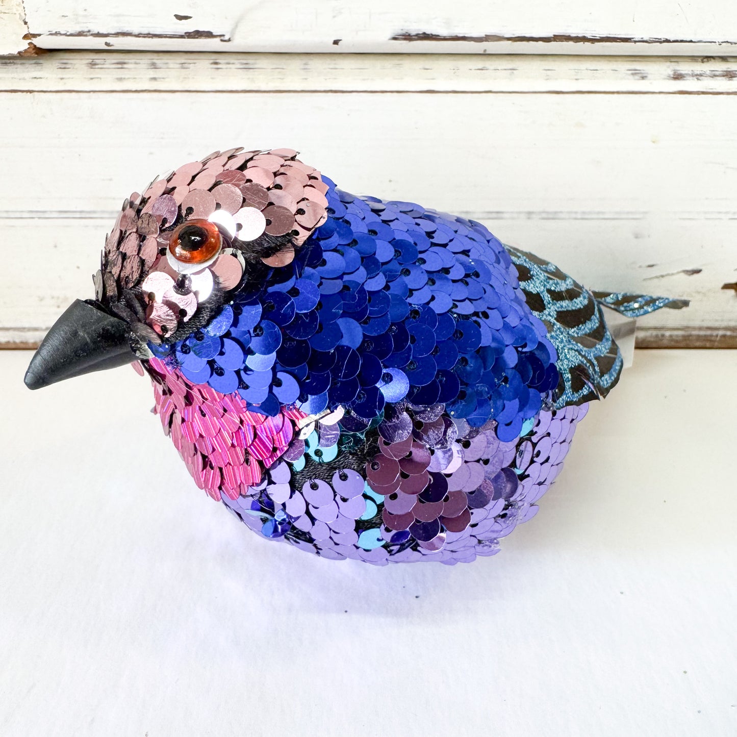 Jasper Blue Sequin Bird - Clip On