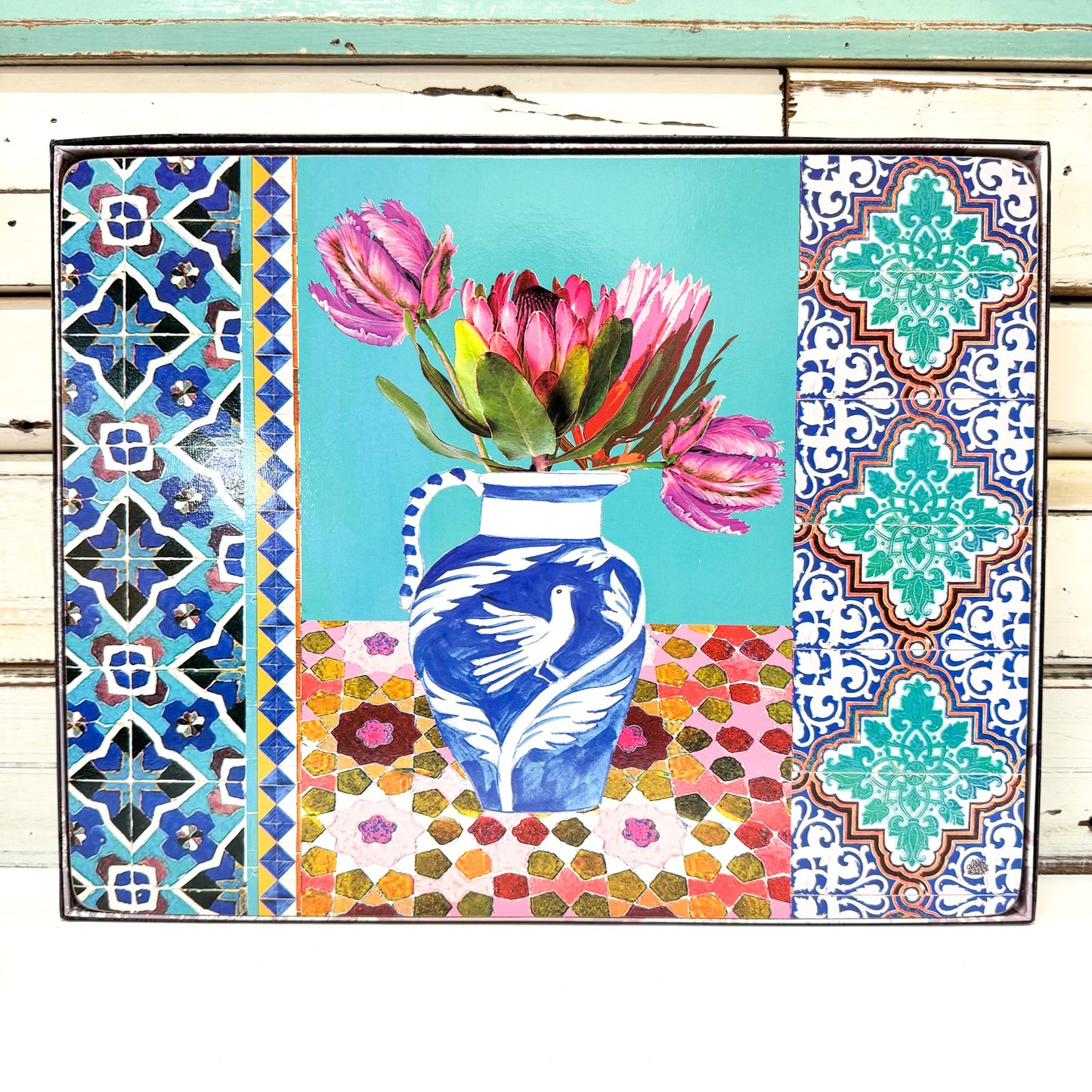 Placemat Set 4 - Vases on Turquoise