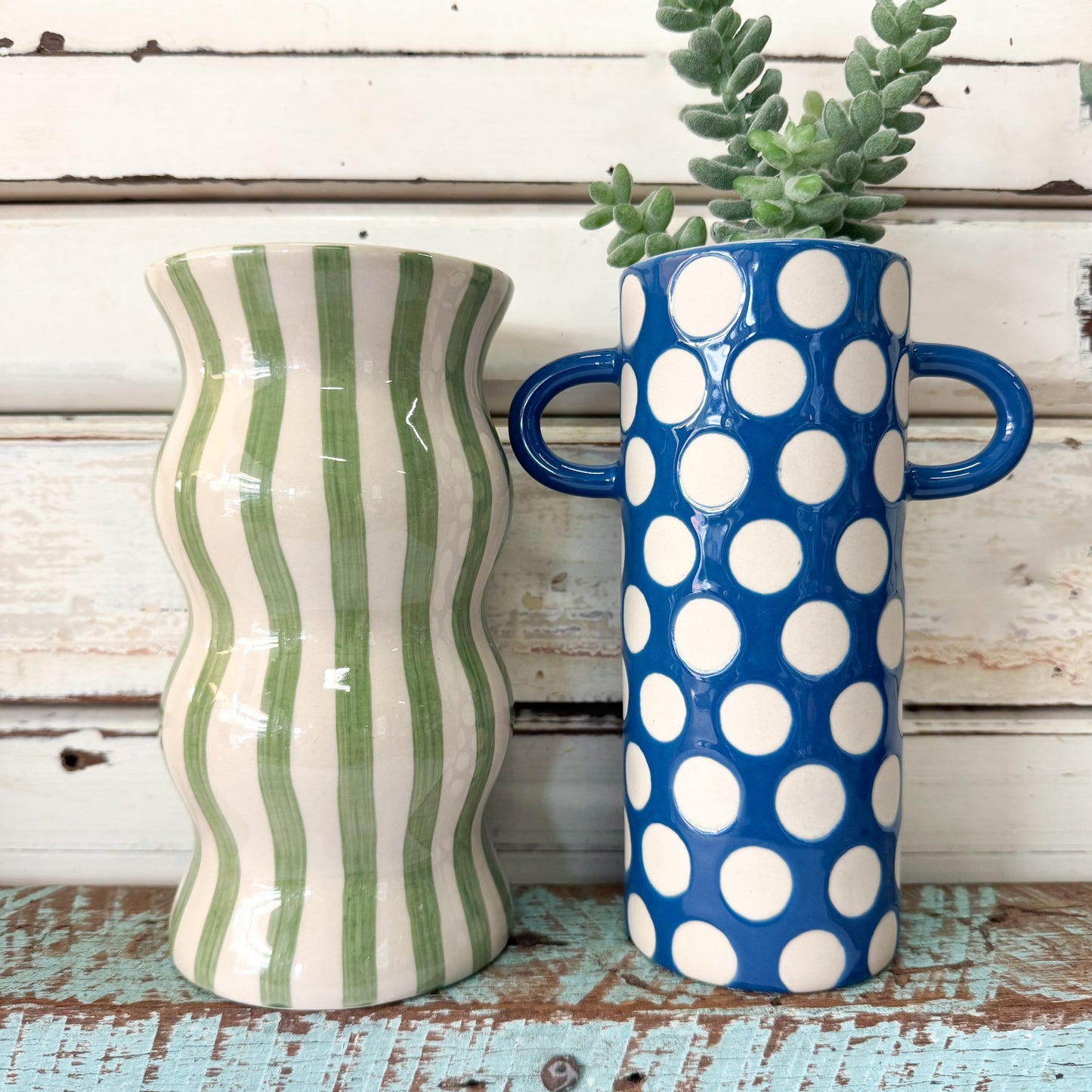 Palma Green Stripe Vase