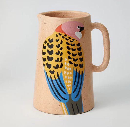 JONES AND CO CERAMIC JUG WITH BIRD DESIGN