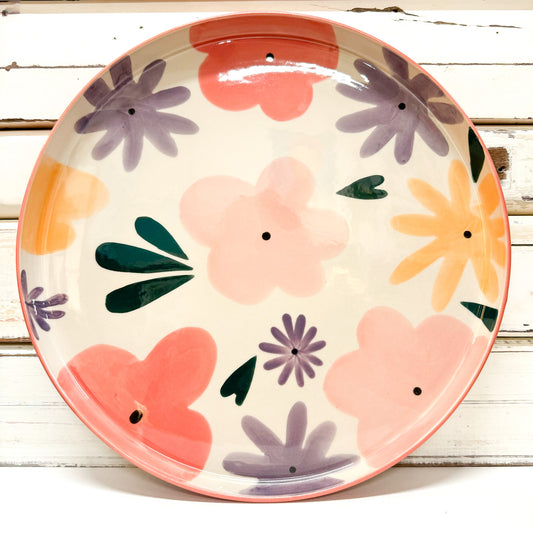 JONES AND CO CERAMIC PLATTER WITH FLORAL DESIGN