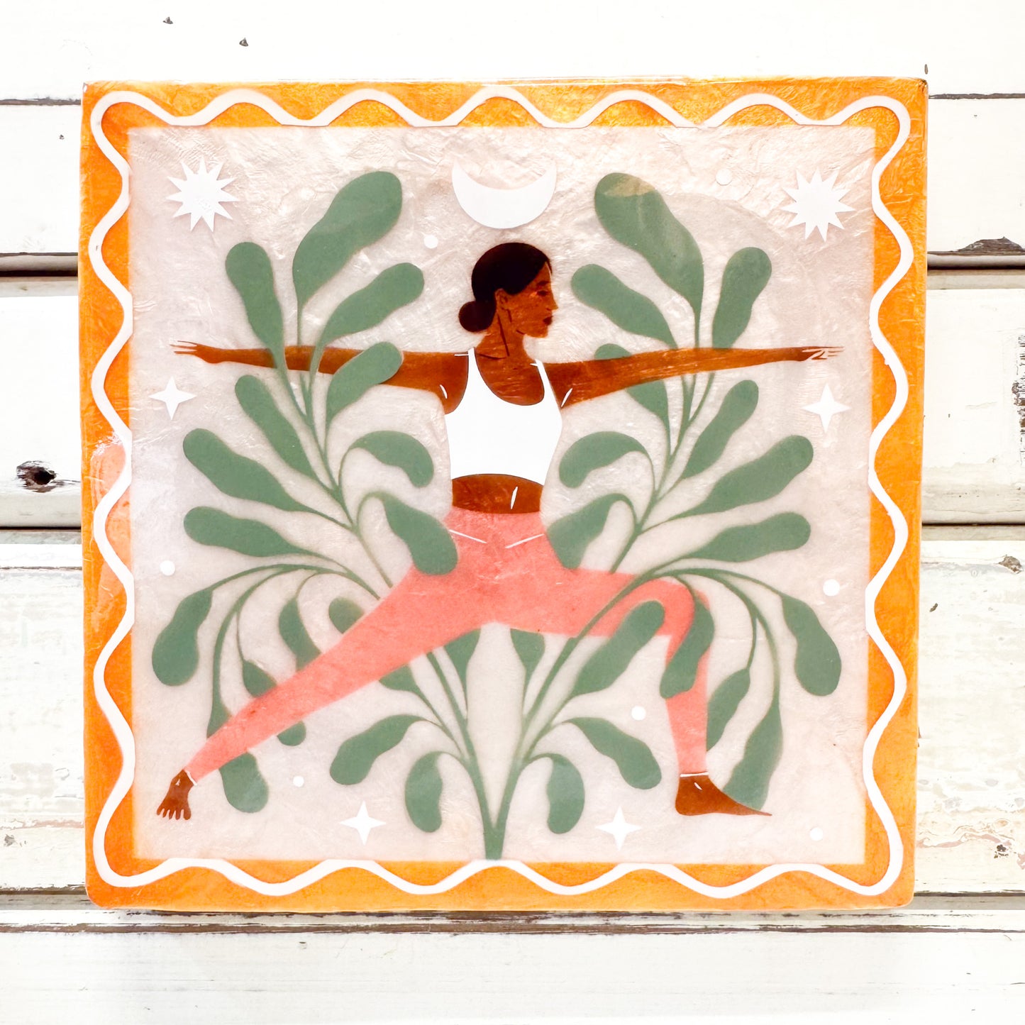 JONES AND CO YOGA WARRIOR POSE TILE