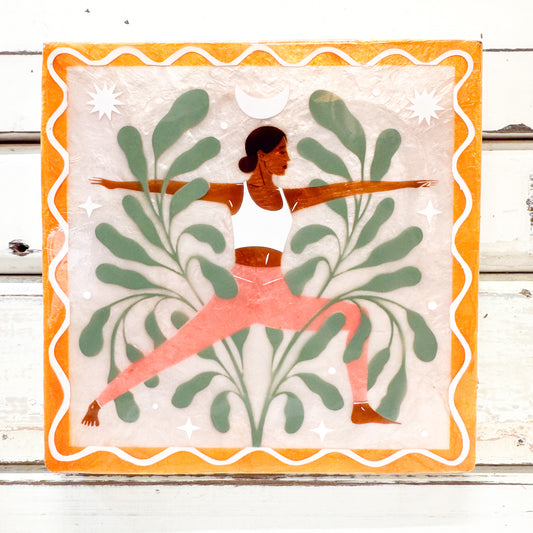 JONES AND CO YOGA WARRIOR POSE TILE