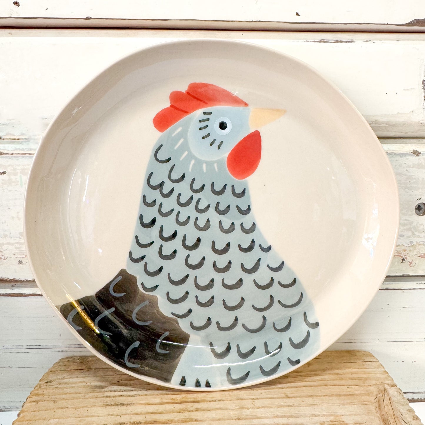 Jones & Co - Coop Cornflower Plate - Ceramic plate with a chicken design