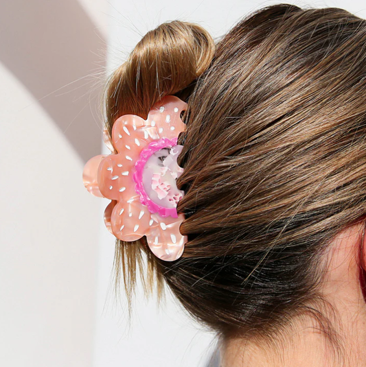KINGSTON JEWELLERY Pink Flower Hair Claw