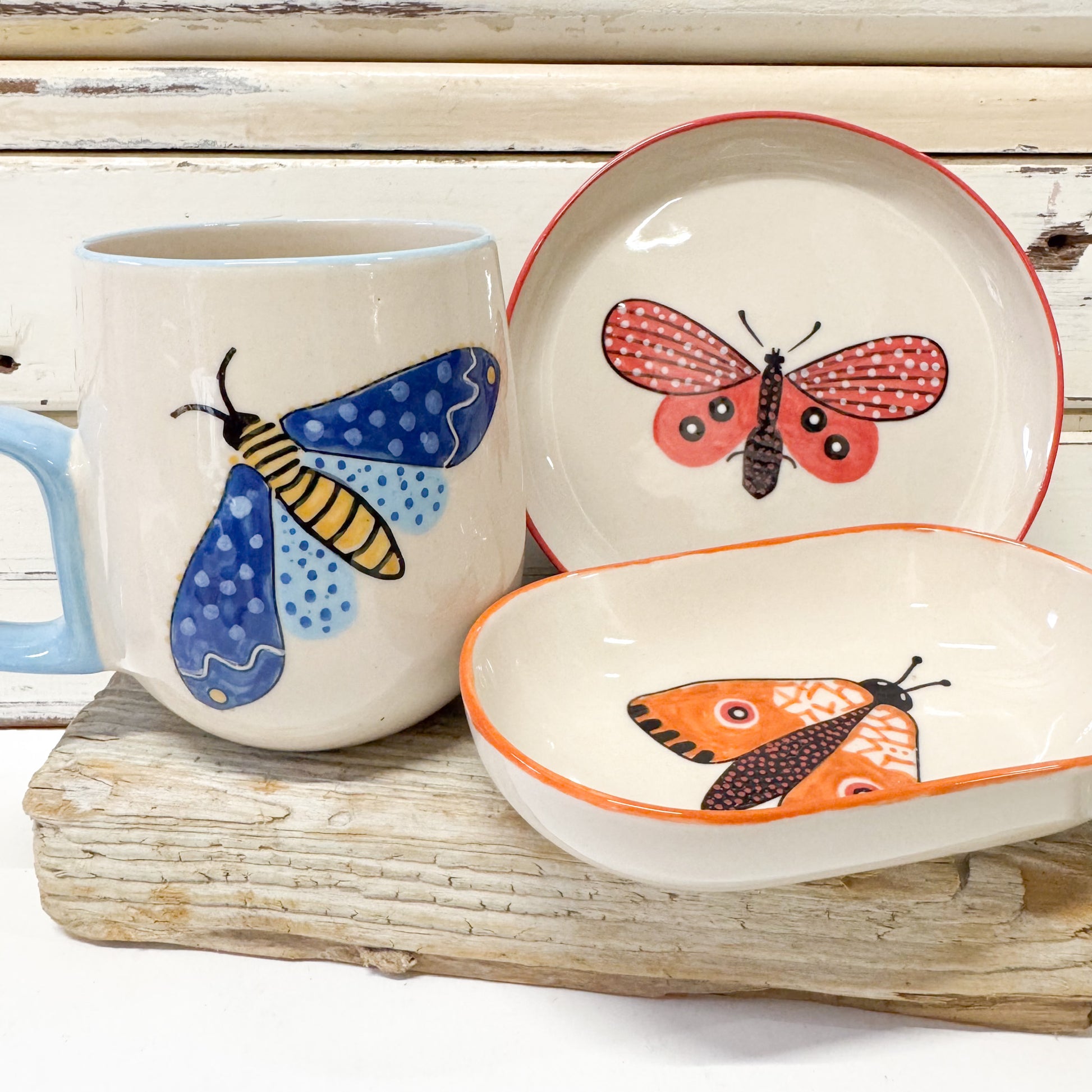 CERAMIC Moth Party MuG, TRAY & DISH BY JONES & CO