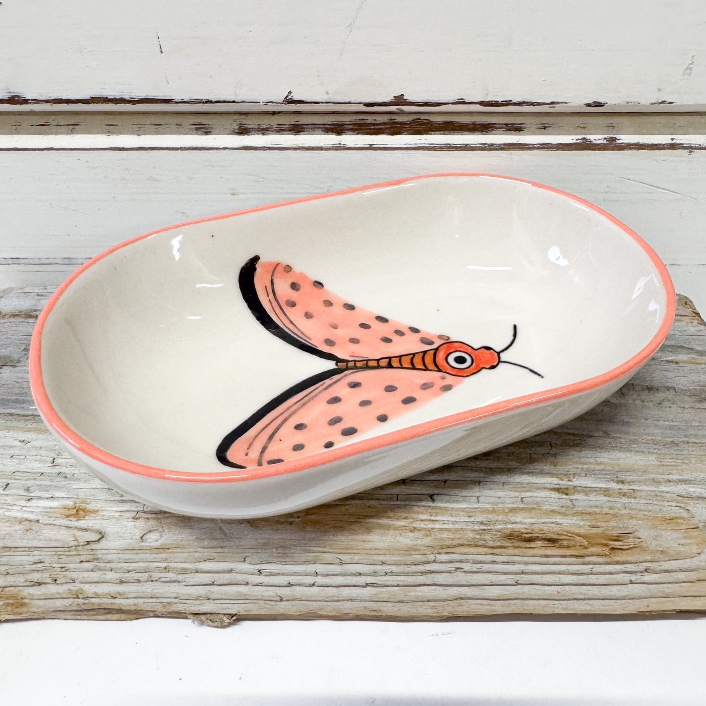 Jones & co small ceramic dish with moth design