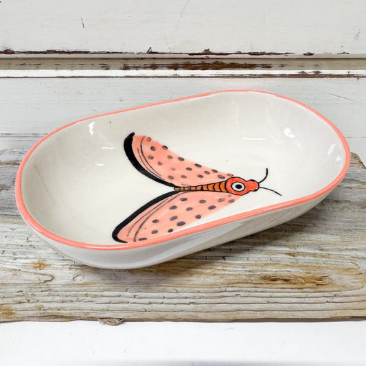 Jones & co small ceramic dish with moth design