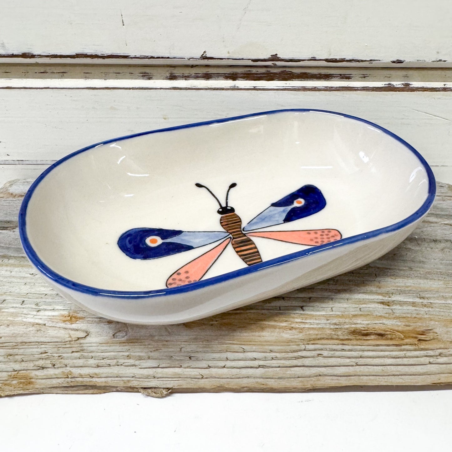 Jones & co small ceramic dish with moth design