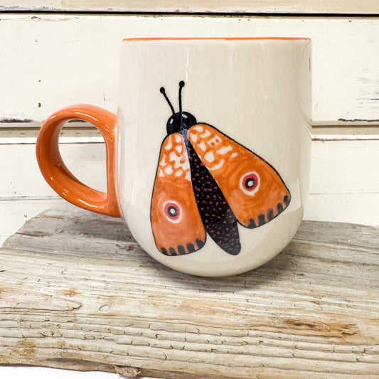 Jones & co ceramic mug with moth design