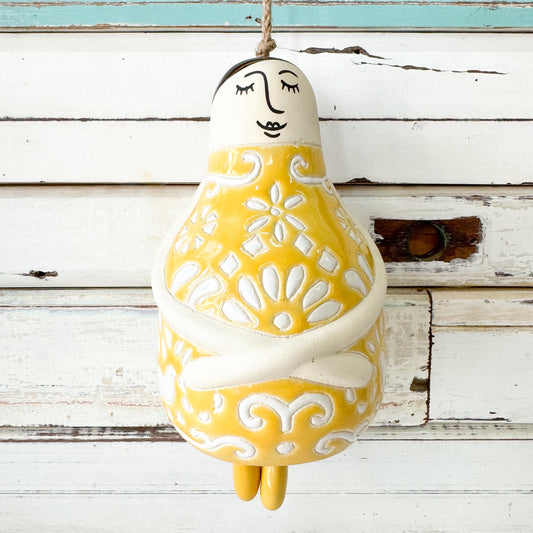 Jones and Co Yellow ceramic lady bell