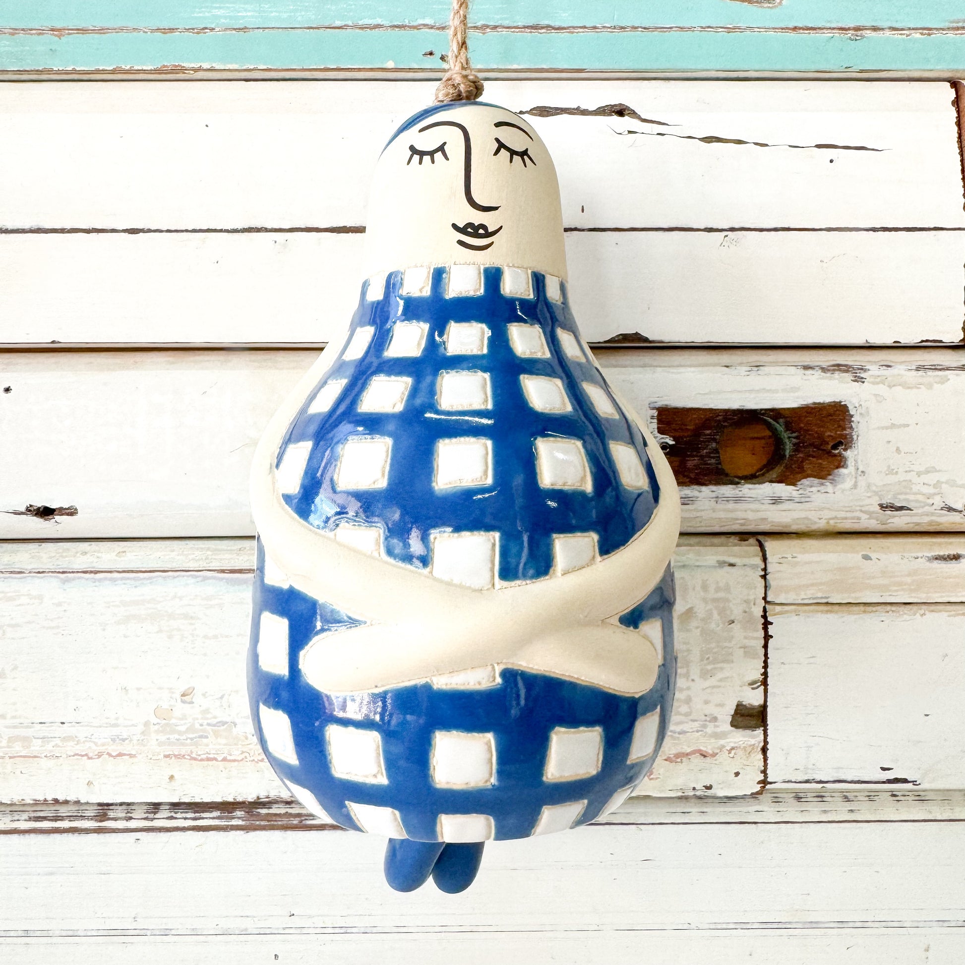 Jones and Co Ceramic hanging bell in the shape of a nanna
