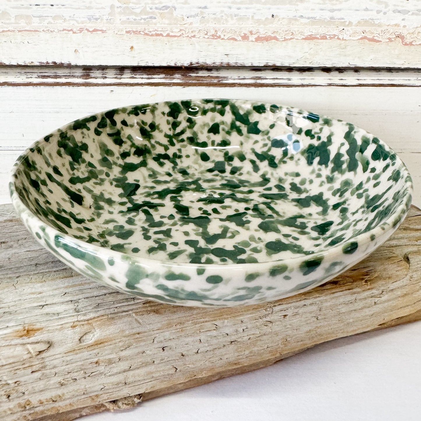 Jones & co ceramic bowl with green splatter