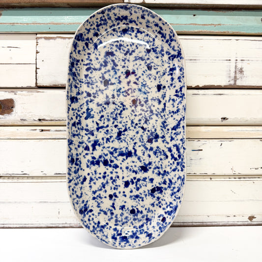 Jones & co ceramic tray with blue splatter