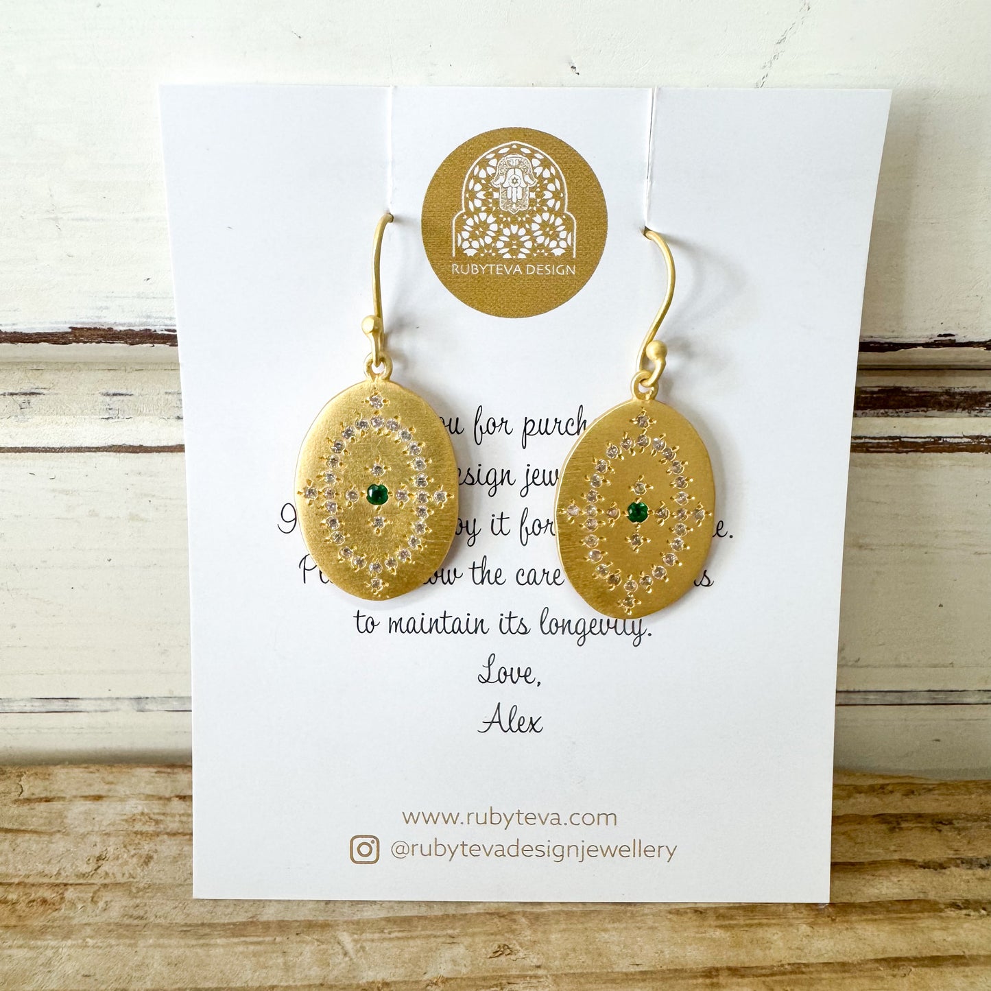 RUBYTEVA Green Zircon Rosa Earrings