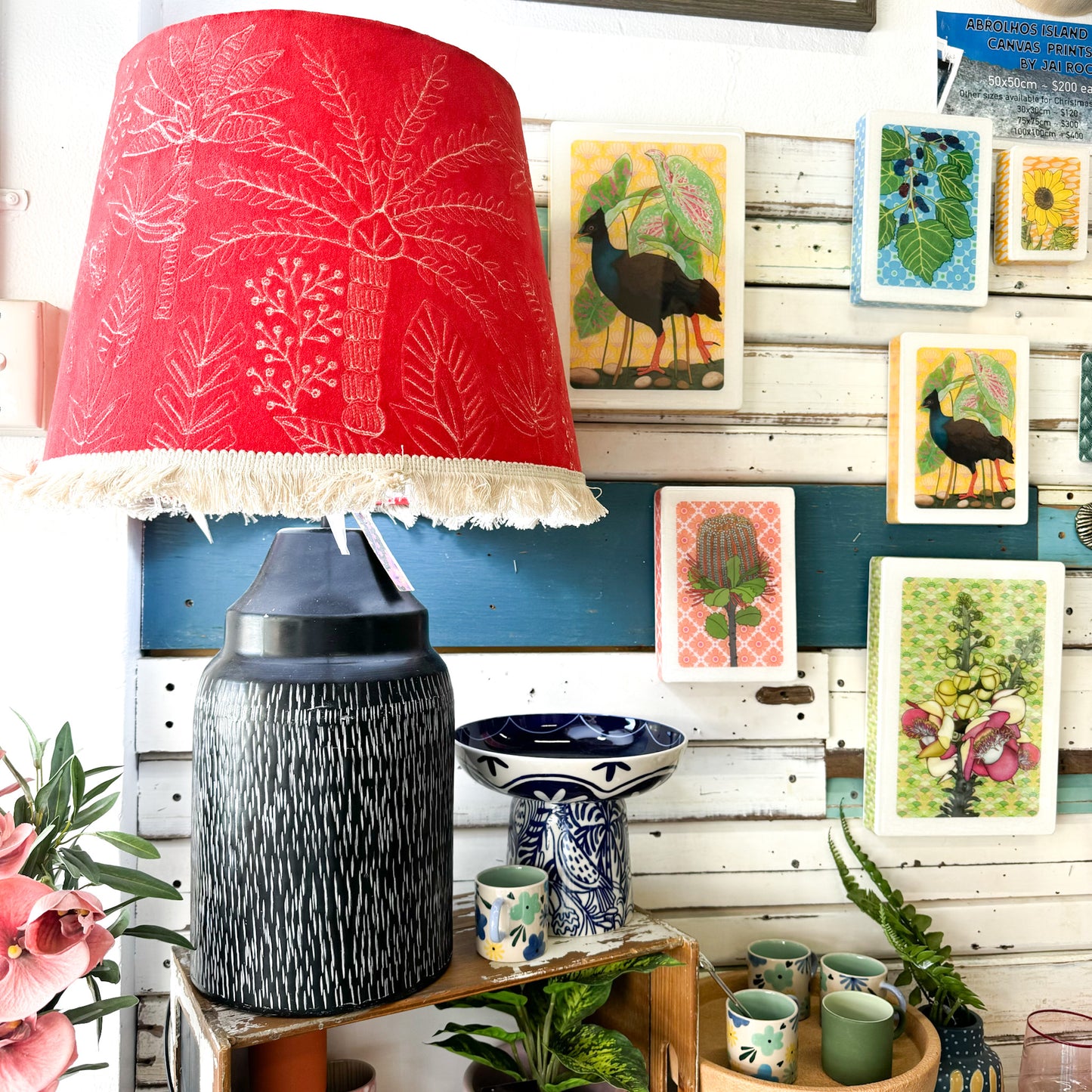 RUBY STAR TRADERS Jungle Lamp Shade Red