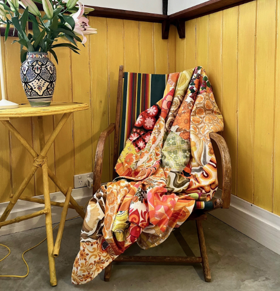 Seventies Orange Velvet Throw
