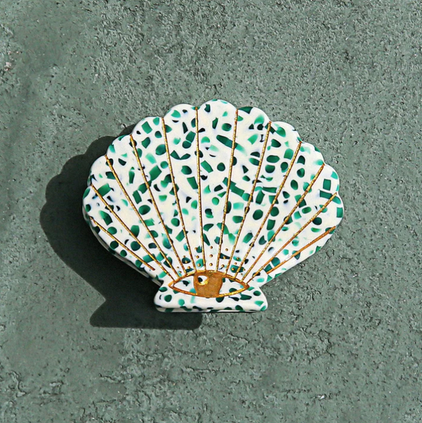 Green Terrazzo Shell Claw