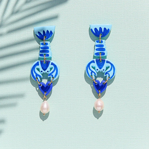 Blue Lobster Earrings