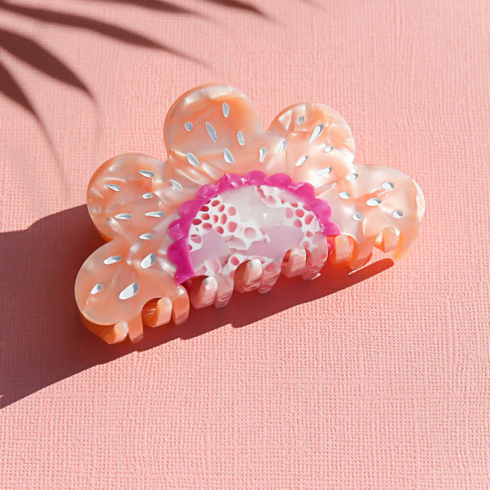 Pink Flower Hair Claw