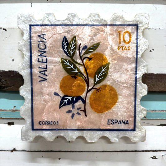 Jones and Co Stamp capiz shell art with oranges