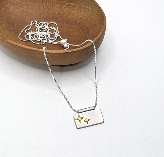 VIA SMITH Sterling Silver 2 Star Necklace