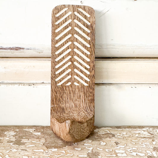 Wooden Adhesive Hook with chevron stripe pattern