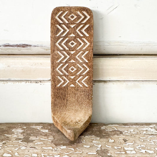 Wooden Adhesive Hook  with geometric pattern