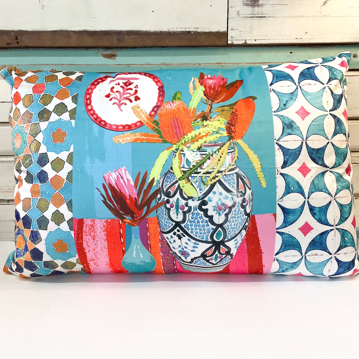 anna chandler Wildflower Aqua 40x60cm Cushion