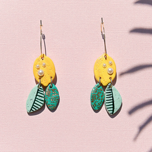 kingston jewellery Citrus Hoop Earrings - lemon and leaves
