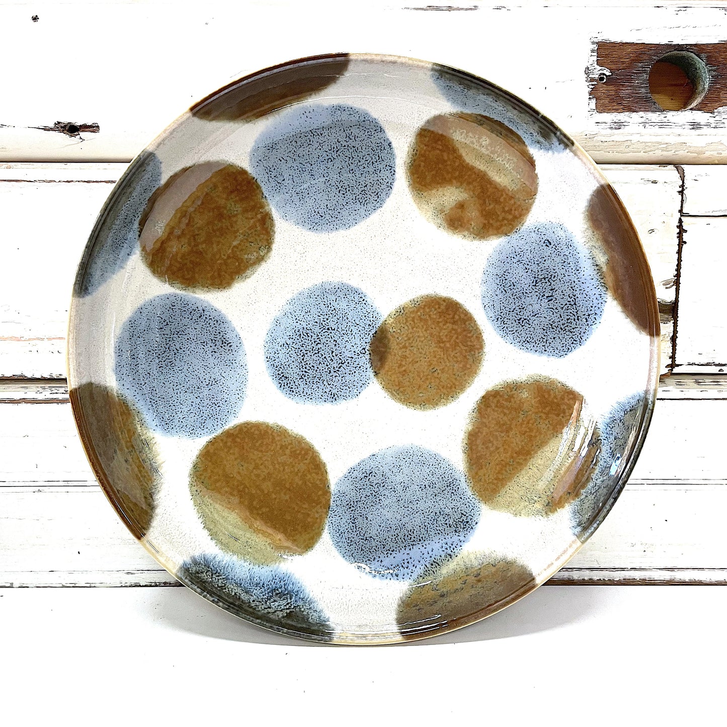 CONCEPT JAPAN Tenda High Edge Plate BLUE BROWN SPOTS