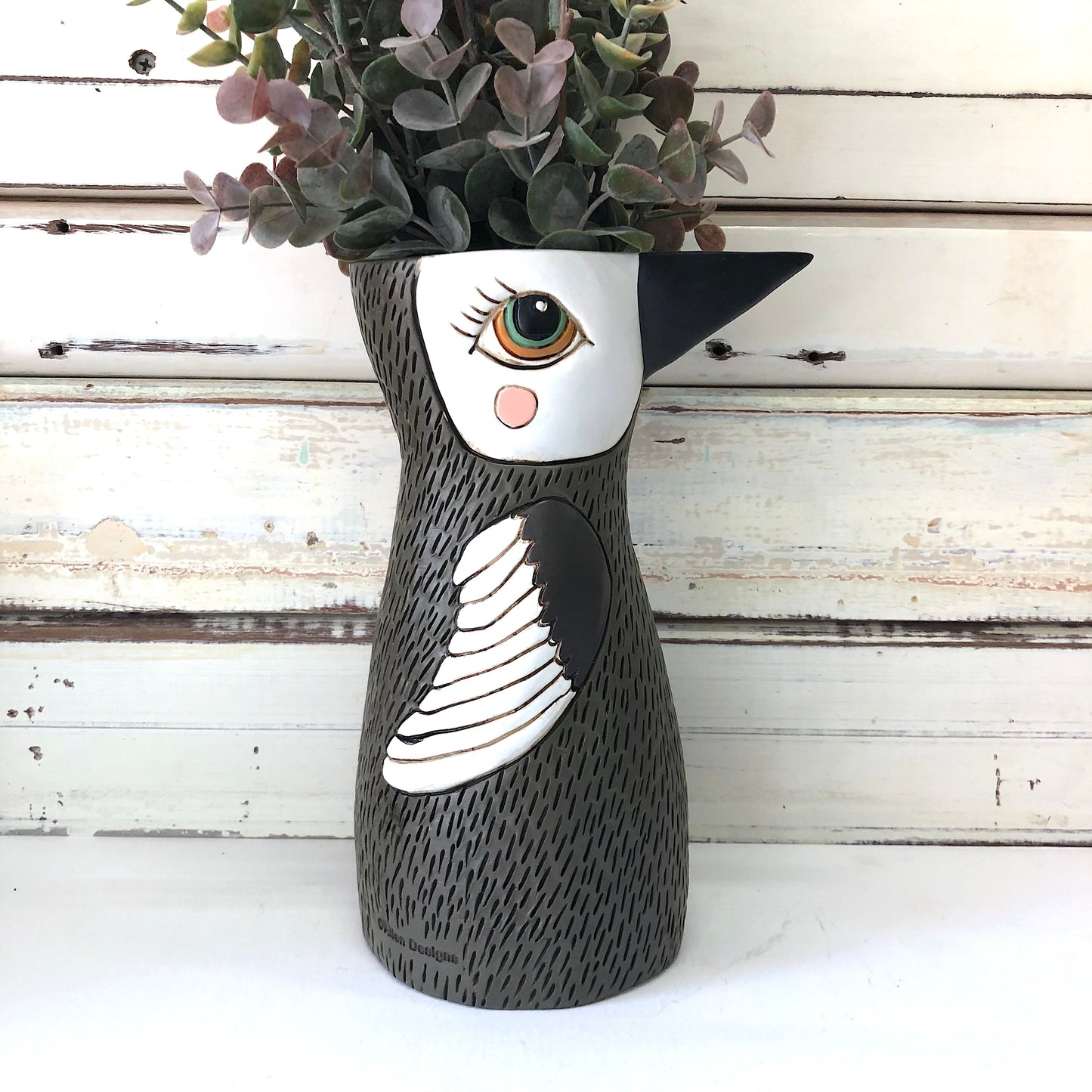 Brown Bird Watering Can/Vase