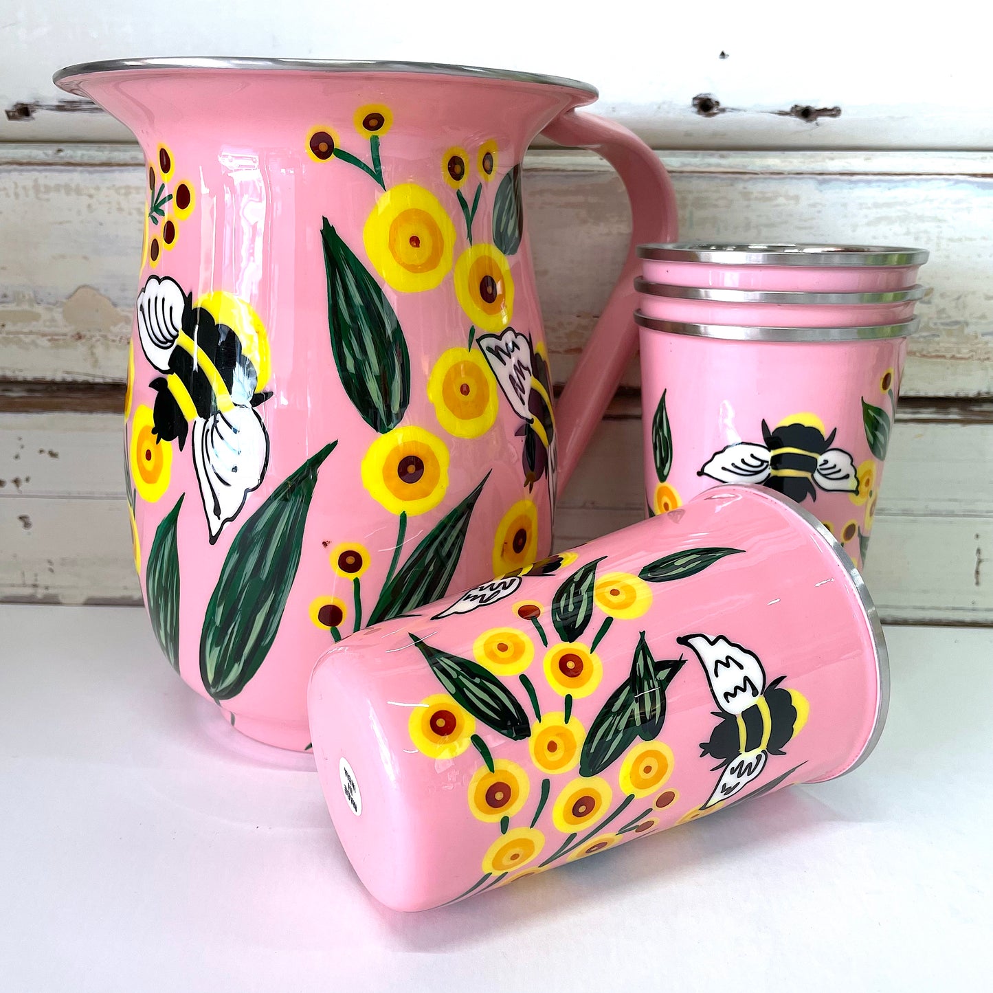 Wattle & Bees Jug - Blush