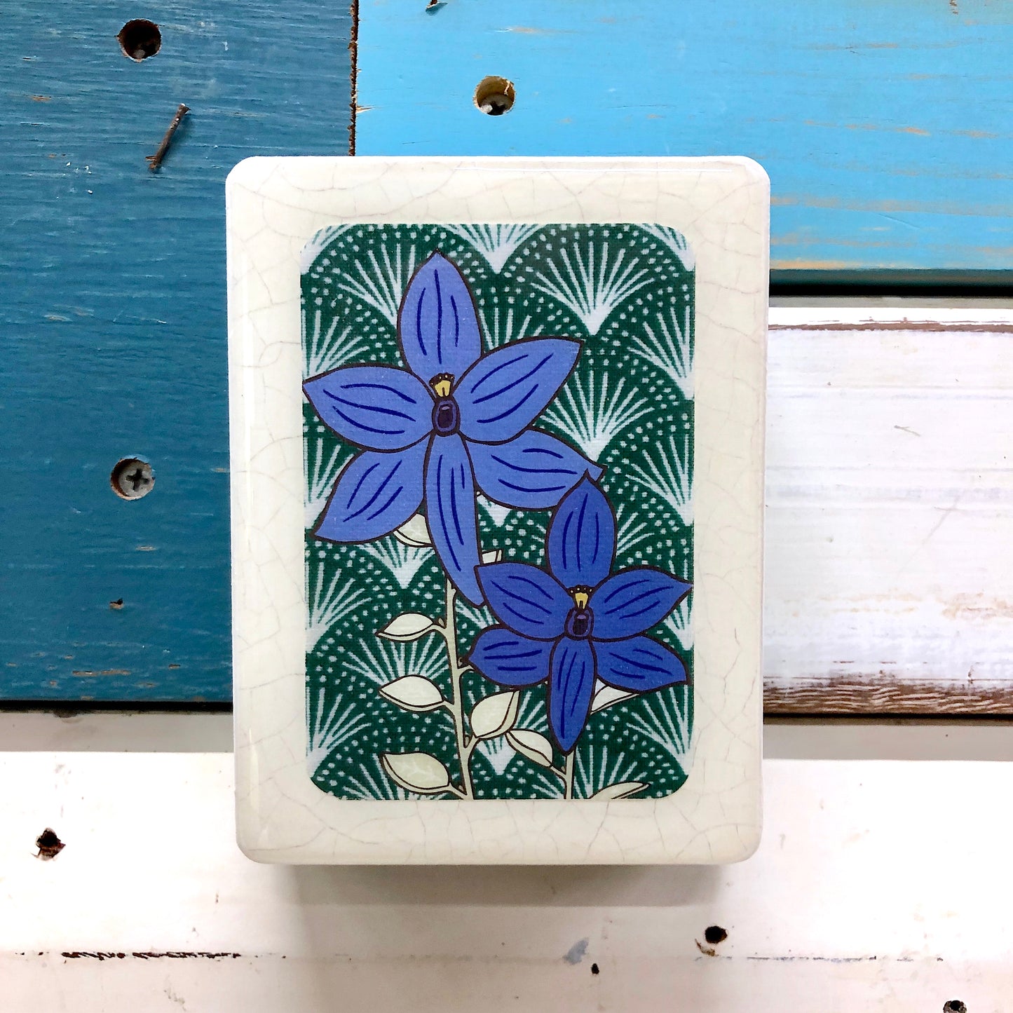 Mini Woodblock - Blue Orchid